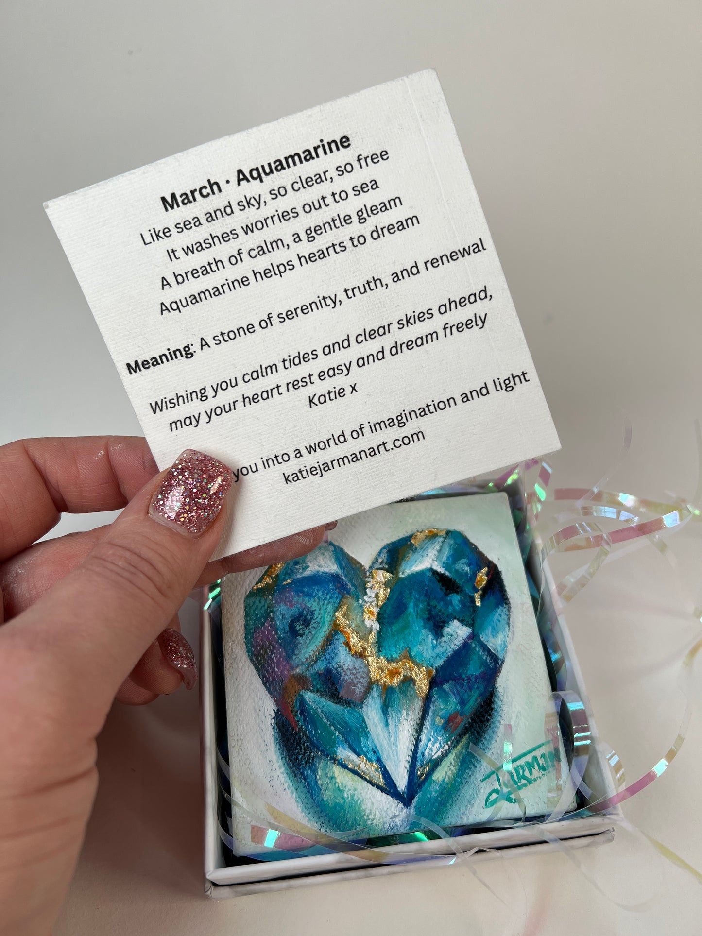 March Birthstone - Aquamarmine Oil Painting