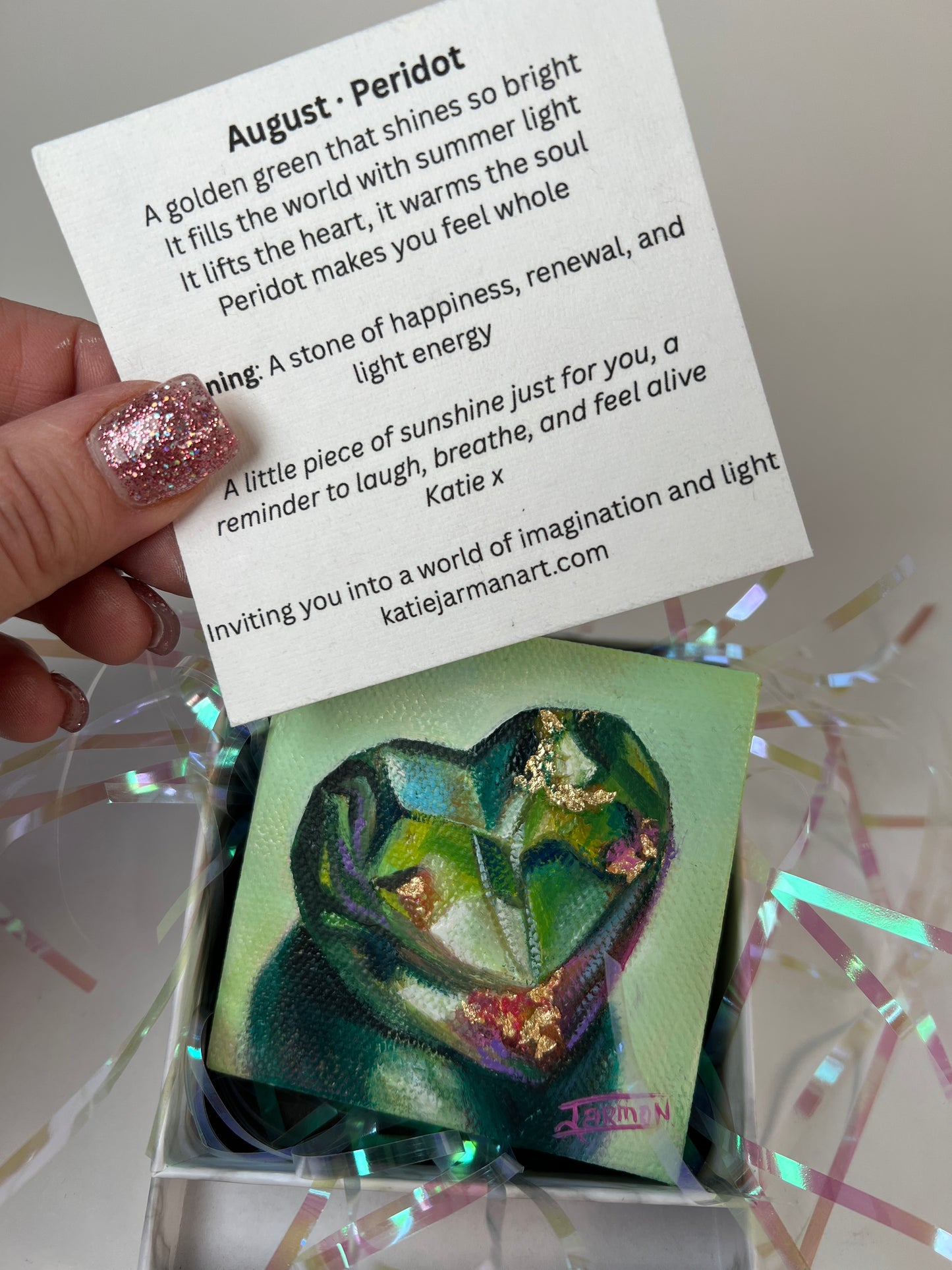 August Birthstone - Peridot Oil Painting