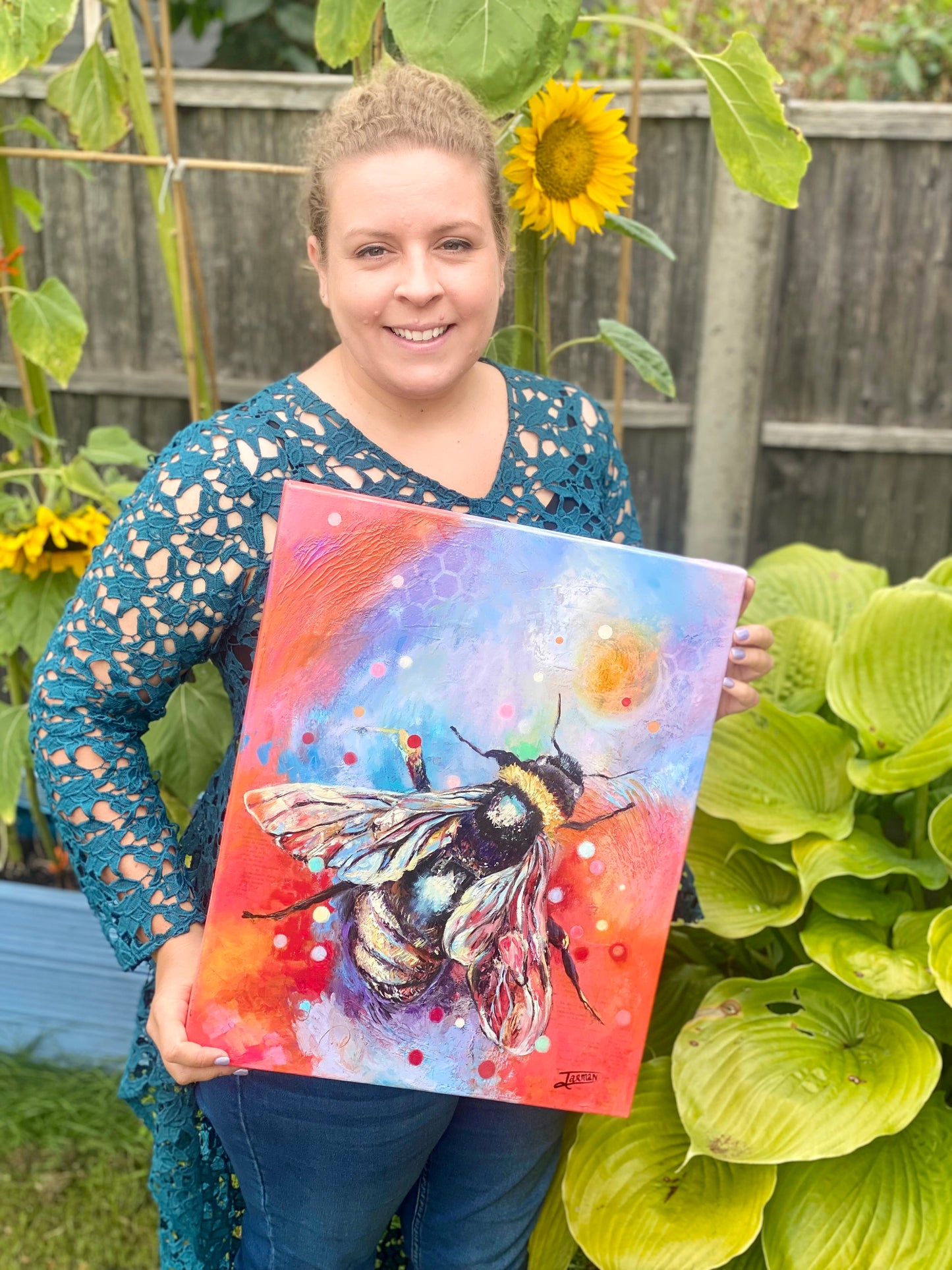 Queen Bee- Modern Bee Painting, Oil on Canvas by artist Katie Jarman