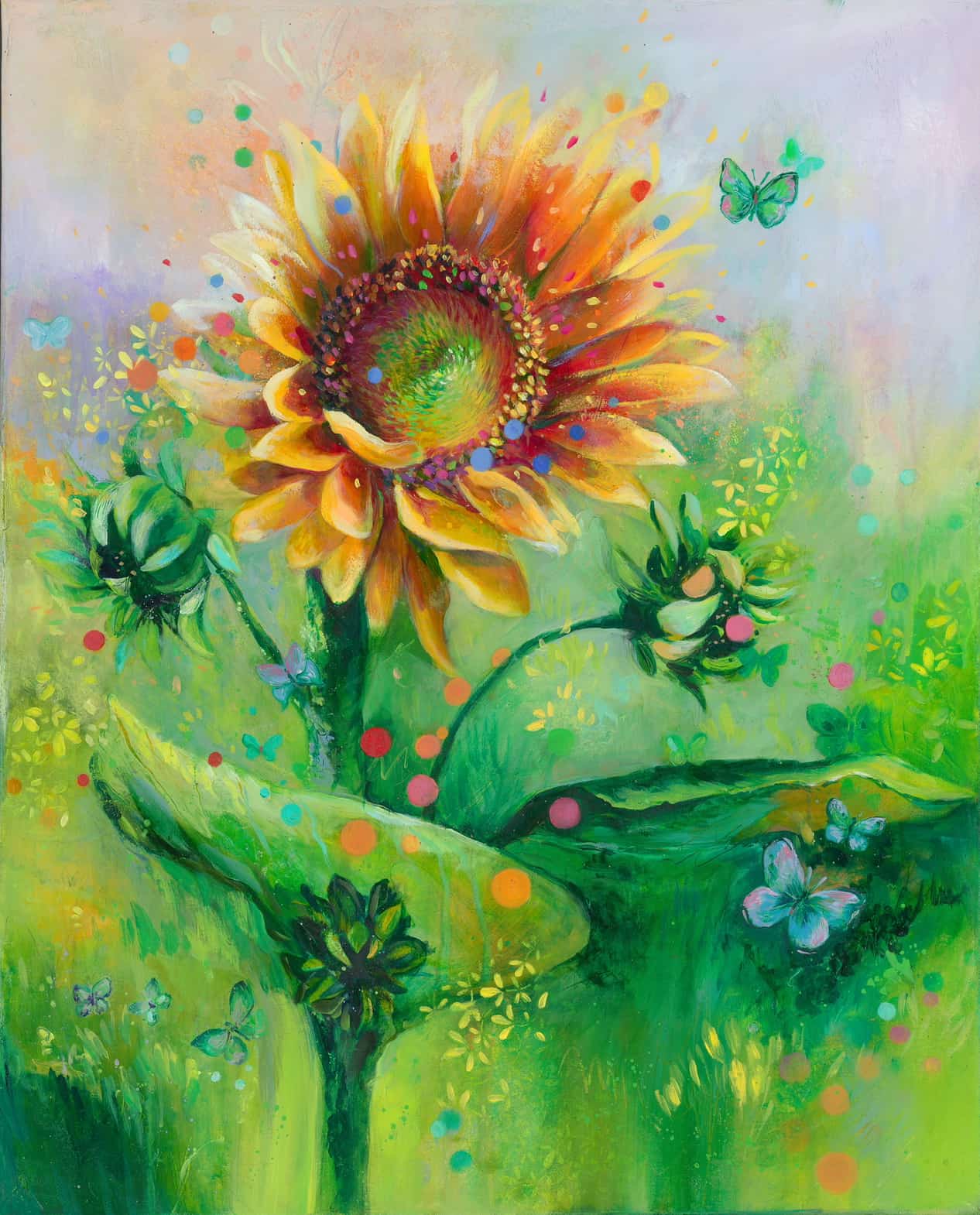 SPRING FLASH Fashion Bag- TOTE, Sunflower Art by Katie Jarman