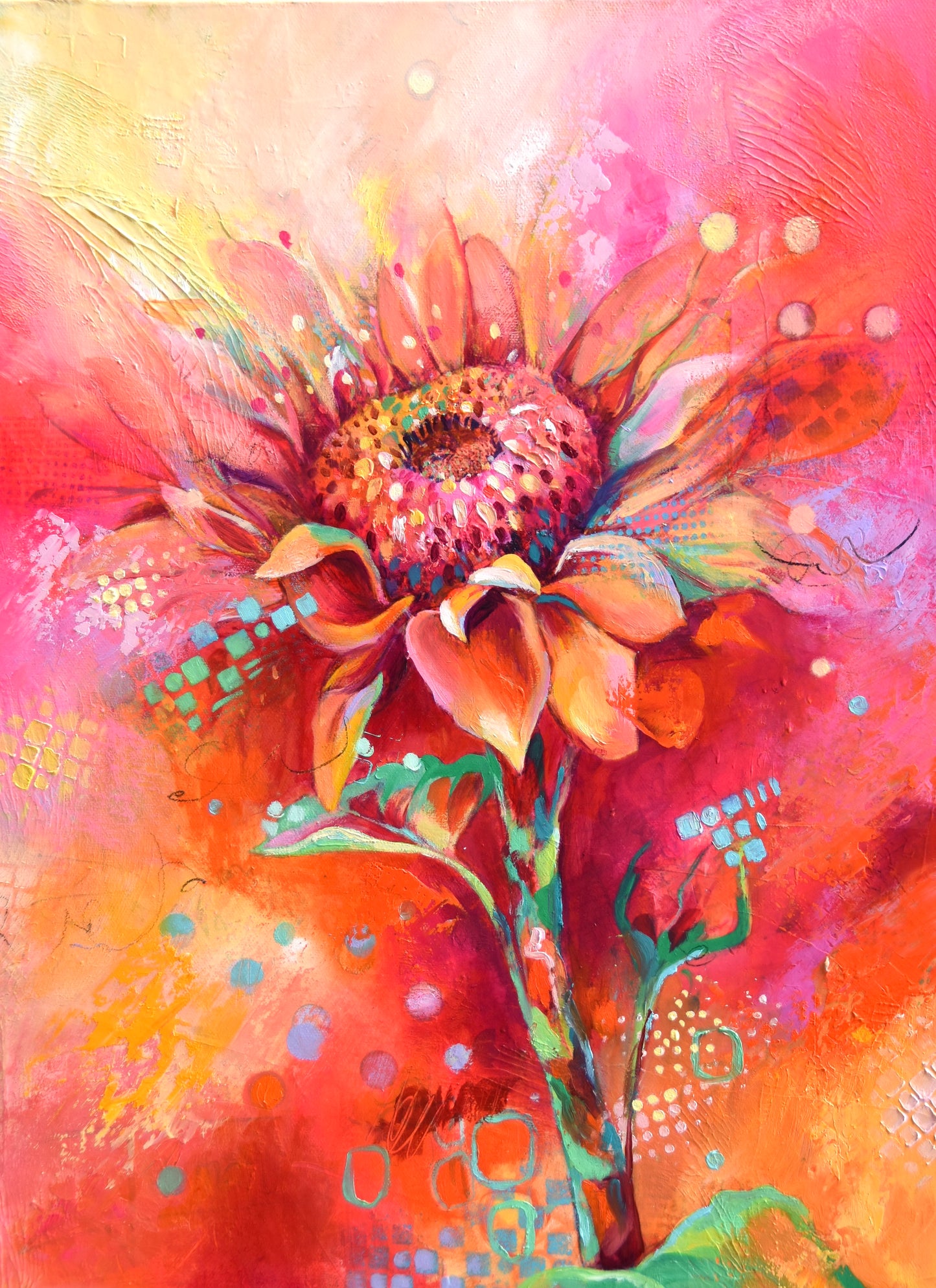 BLAZE Fashion Bag- TOTE, Sunflower Art by Katie Jarman