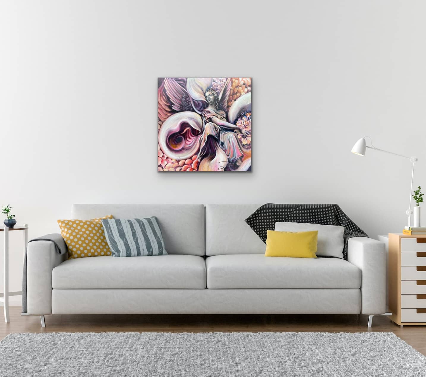Sofa art, lounge art, living room art, angel art, marble art, marble statue, painting marble statues, contemporary art, moder living, modern art