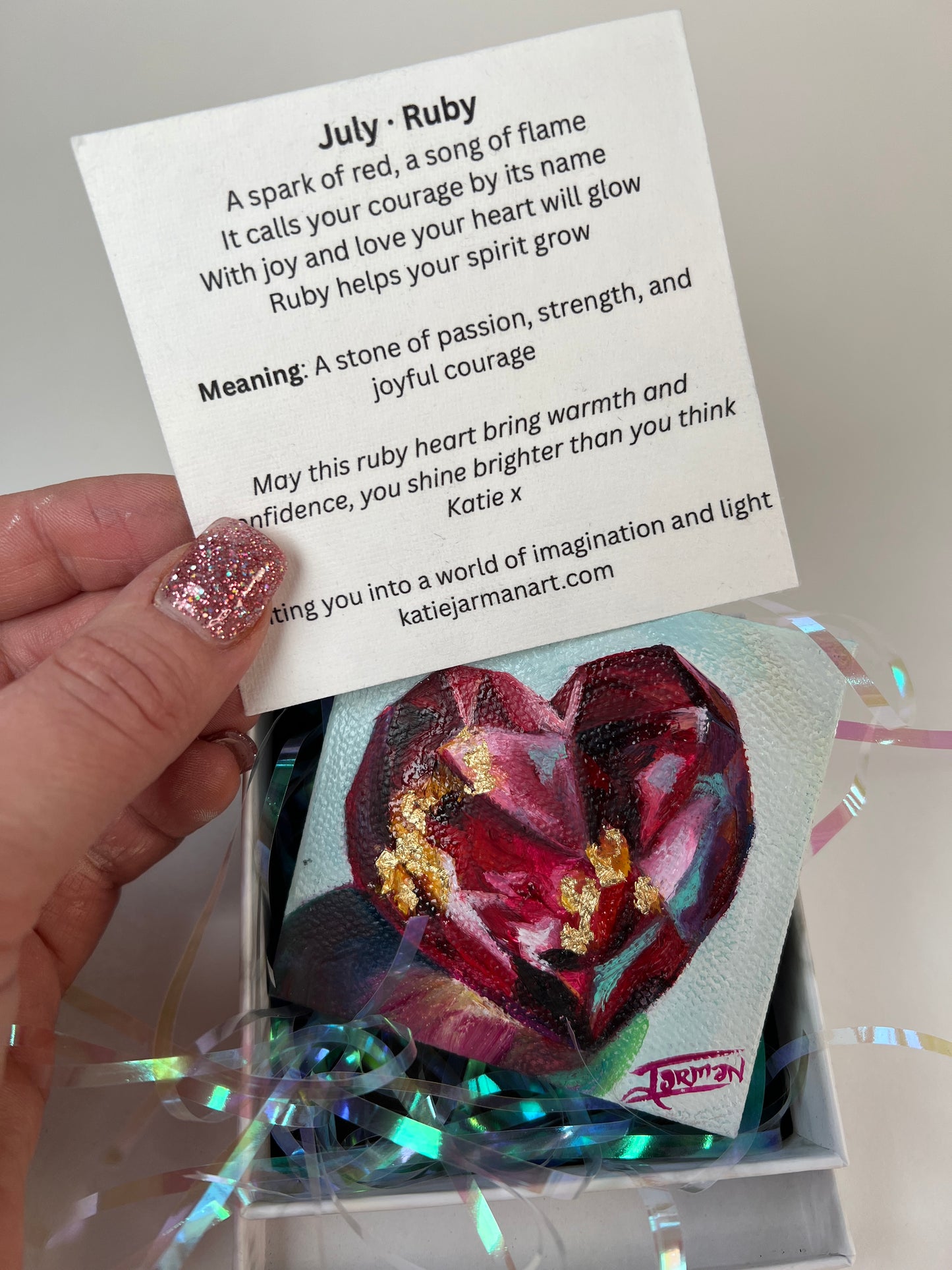 July Birthstone - Ruby Oil Painting