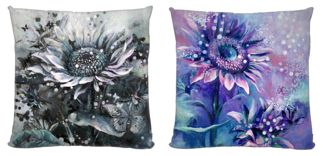 Feature Cushion- Reversible with Midnight Pearl and Magic Sunflowers