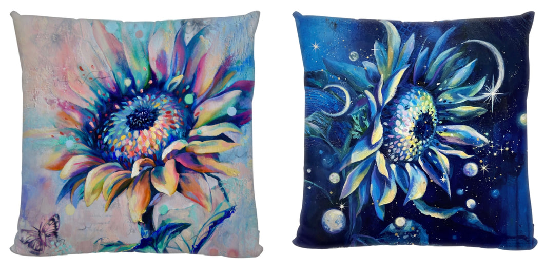 Feature Cushion- Reversible with Dawn and Twilight Sunflowers