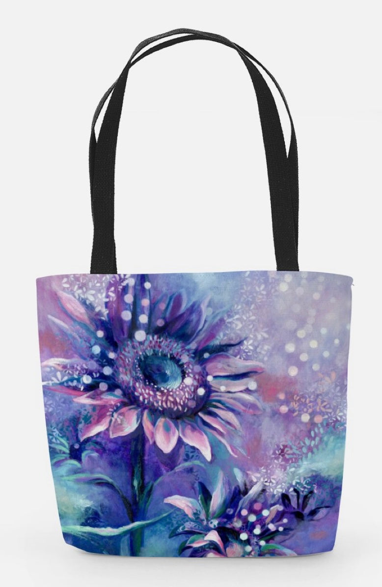 Midnight Magic Fashion Bag- TOTE, Sunflower Art by Katie Jarman