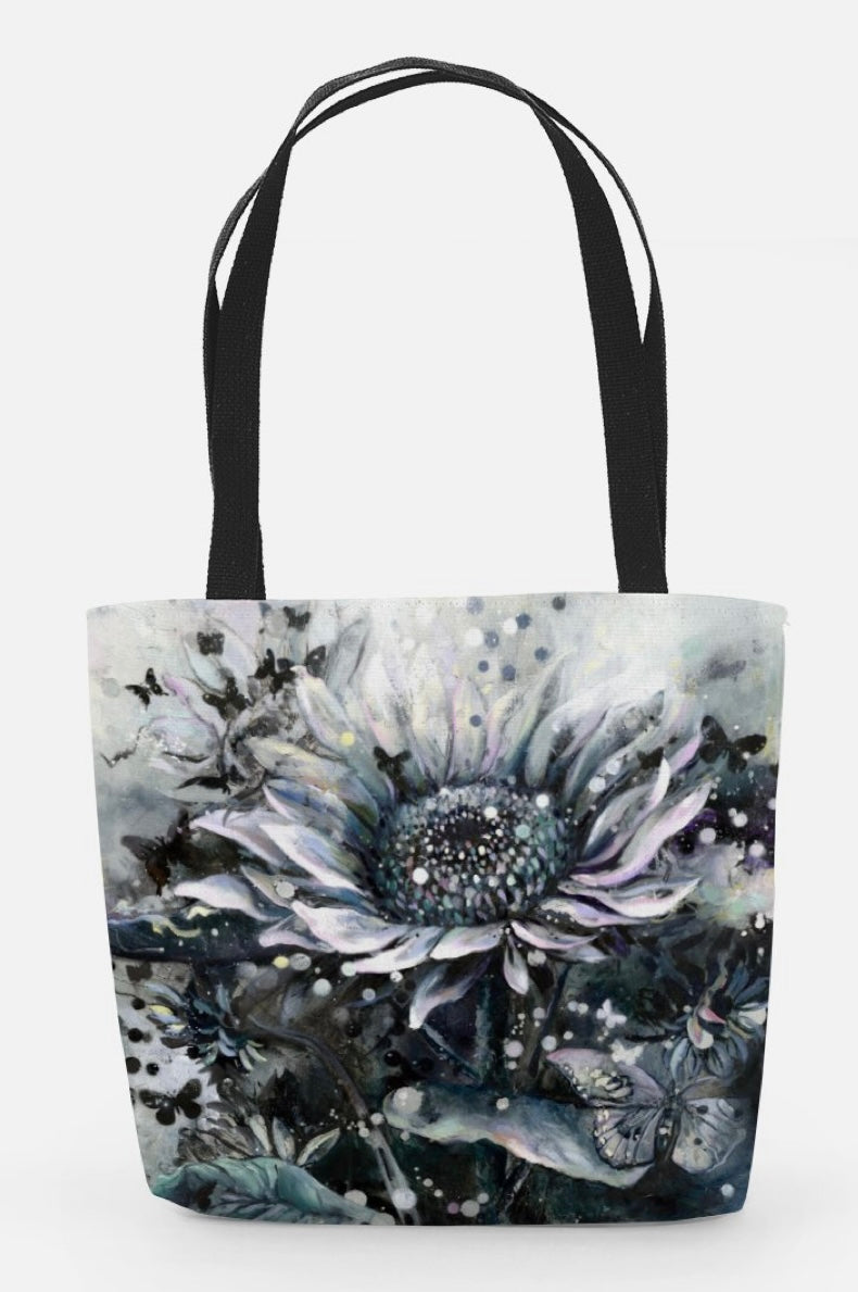 Midnight Pearl Fashion Bag- TOTE, Sunflower Art by Katie Jarman