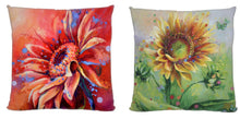 Load image into Gallery viewer, Feature Cushion- Reversible with Flash and Sunrise Sunflowers
