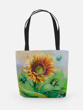 Load image into Gallery viewer, SPRING FLASH Fashion Bag- TOTE, Sunflower Art by Katie Jarman
