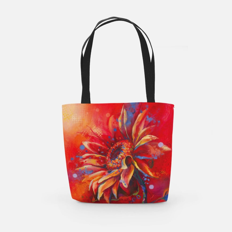 SUNRISE Fashion Bag- TOTE, Sunflower Art by Katie Jarman