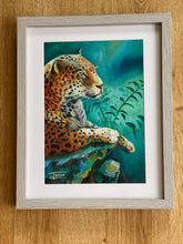 Load image into Gallery viewer, Leopard, Cat art, Leopard art, Leopard Painting, Oil Painting, Original art, Colourful art, brushstrokes, framed art, framed wall art, signed art, original art
