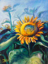 Load image into Gallery viewer, Sunflower, sunflower art, Van Gogh, Vincent, Sunflower field, sunflower petals, sunflowers, sunflower painting, painting of sunflowers, art of the sunflower, yellow and blue sunflower
